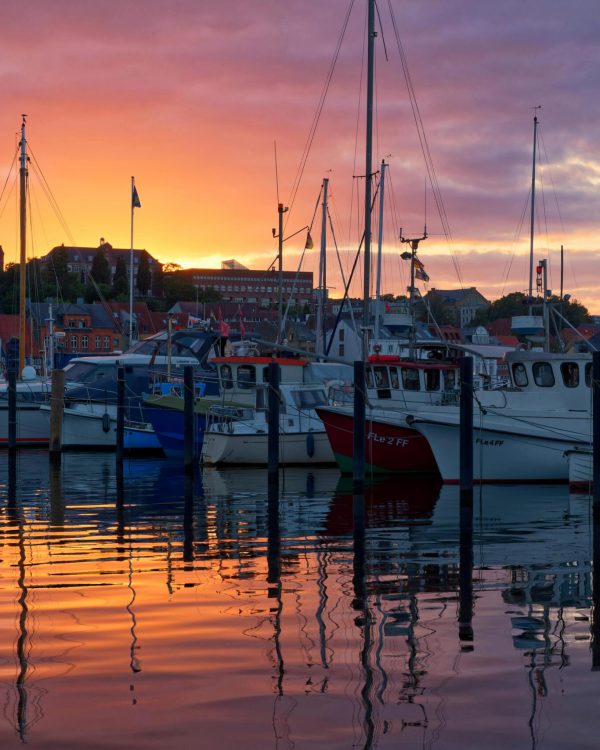 Hafen Flensburg bei Sonnenuntergang