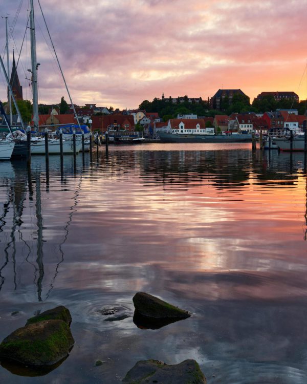 Hafen Flensburg bei Sonnenuntergang